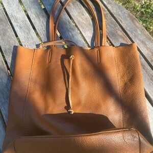 Women’s Brown genuine Leather Tote Bag,made in Italy,unlined